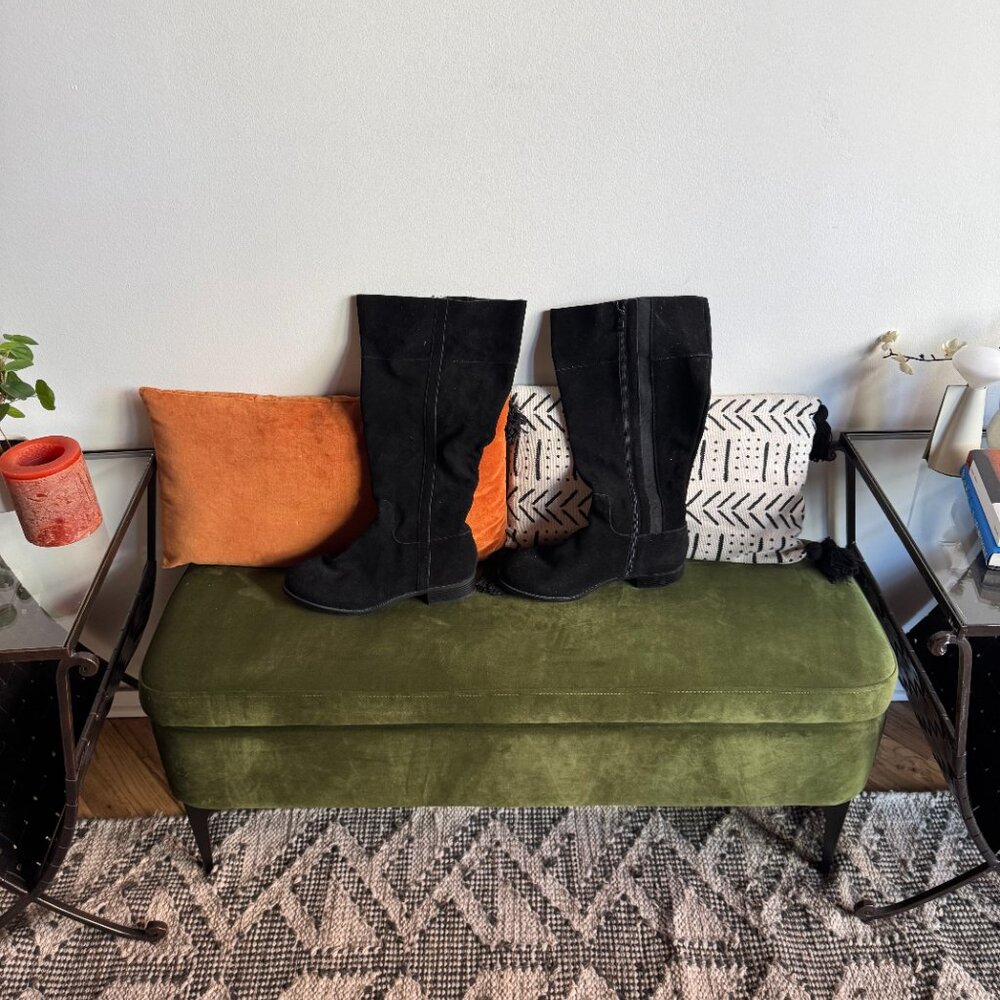 Amazon Black Suede Heeled Knee Boots